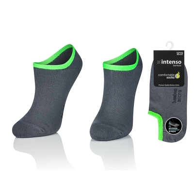 Intenso dámské bambusové ponožky, antislip pata - šedo-zelené