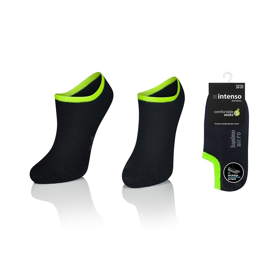 Intenso dámské bambusové ponožky, antislip pata - černo-zelené